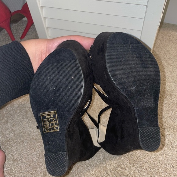 Fashion Focus Black Wedges with ankle strap NWOT - Picture 9 of 9